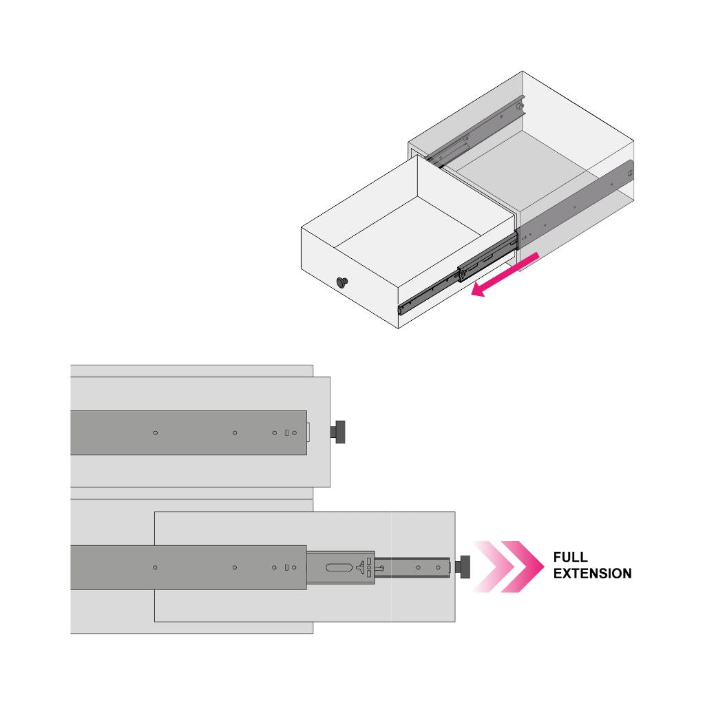 48 - 900 Mm COPPIA DI GUIDE A SFERA PER CASSETTO, CHIUSURA - Foto 14